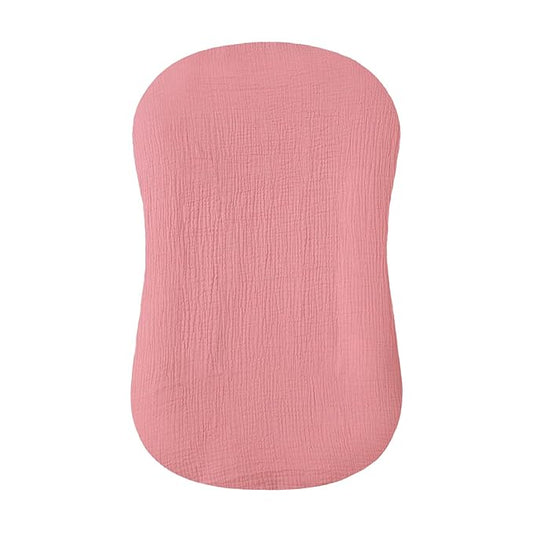 Hooyax Muslin Baby Lounger Cover Soft Organic Cotton Slipcover Fits Newborn Lounger for Baby Boys and Girls (Flesh Pink)-BubblyBeeBaby