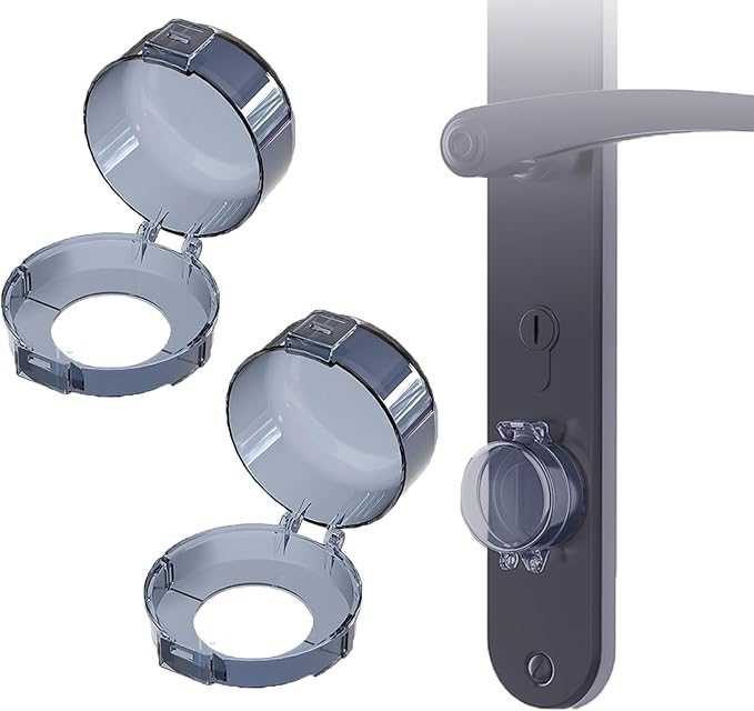 2 Pack Deadbolt Child Safety Lock Cover, Child Proof Door Knob Cover, Large Size Door Safety Deadbolt Lock for Kids, 2.76 * 2.14"-BubblyBeeBaby
