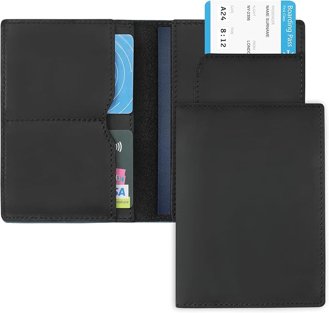 Jack&Chris Leather Passport Holder, Handmade Passport cover, Travel Wallet Cover Case for Men and Women, Leather Travel Documents Organizer Protector, JC107-BubblyBeeBaby