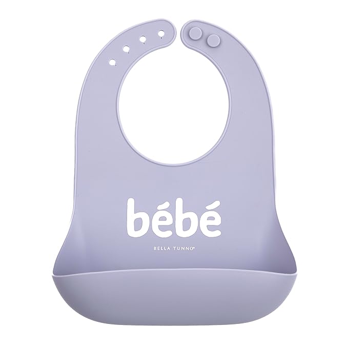 Bella Tunno Baby Bib for Eating, Waterproof Silicone Bib with Large Food Catcher, Adjustable Fit for Babies 4-12 months & Toddlers 1-3 Years, Boys & Girls, Bebe-BubblyBeeBaby