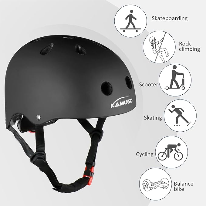 KAMUGO Kids Adjustable Helmet, with Sports Protective Gear Set Knee Elbow Wrist Pads for Toddler Age 2-8 Boys Girls, Bike Skateboard Hoverboard Scooter Rollerblading Helmet Set-BubblyBeeBaby