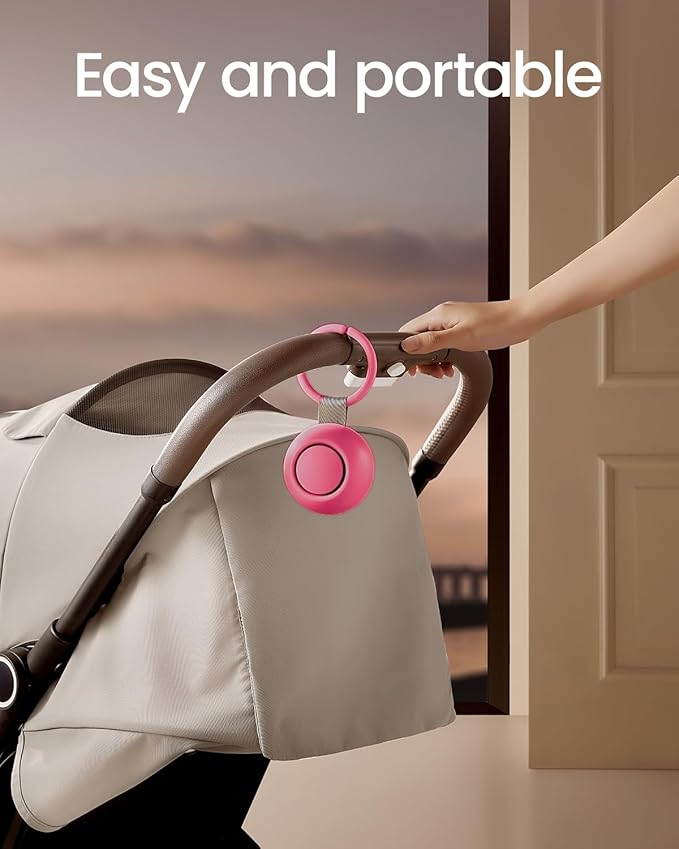 2025 Mom's Choice Awards, Portable Sound Machine for Baby Adult, AI Cry Detection, 18 Soothing Sound, Bluetooth Rechargeable White Noise Machine for Home Travel, Nursery Light, Barbie Pink-BubblyBeeBaby