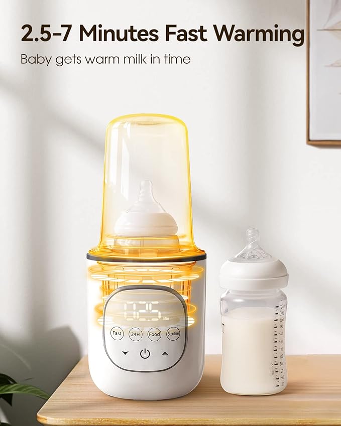 LAREX Bottle Warmer, Fast Baby Bottle Warmer for Breastmilk and Formula, with Timer and Accurate Temp Control, 8 in 1 Baby Milk Warmer BPA Free with Digital Display, Bottle Warmers for All Bottles-BubblyBeeBaby