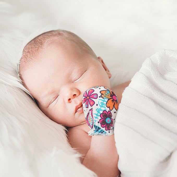 BQUBO Newborn Infant Toddler Mittens No Scratch Cotton Elastic Wrist Gloves Hypoallergenic for 0-6 Months Baby Boys Girls-BubblyBeeBaby