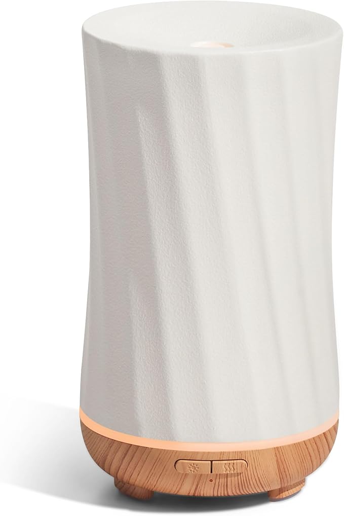 InnoGear 150ml Ceramic Oil Diffuser, Handcrafted Stone Essential Oil Diffuser Aromatherapy Diffusers Ultrasonic Cool Mist Humidifier Vaporizor with 2 Mist Modes Waterless Auto Off for Room Office Home-BubblyBeeBaby