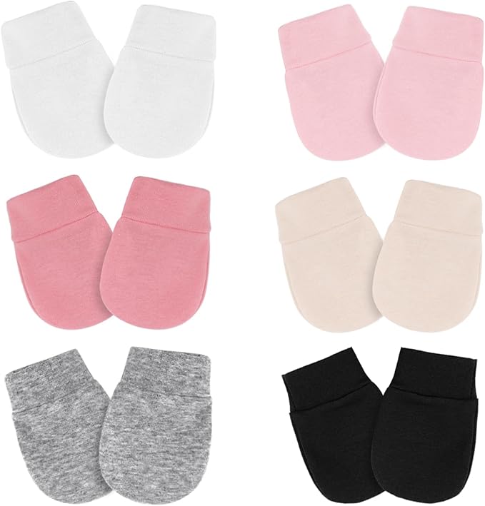Newborn Baby Mittens No Scratch Cotton Elastic Wrist Gloves Infant Toddler Mittens for Baby Boy Girl 0-6 Months-BubblyBeeBaby