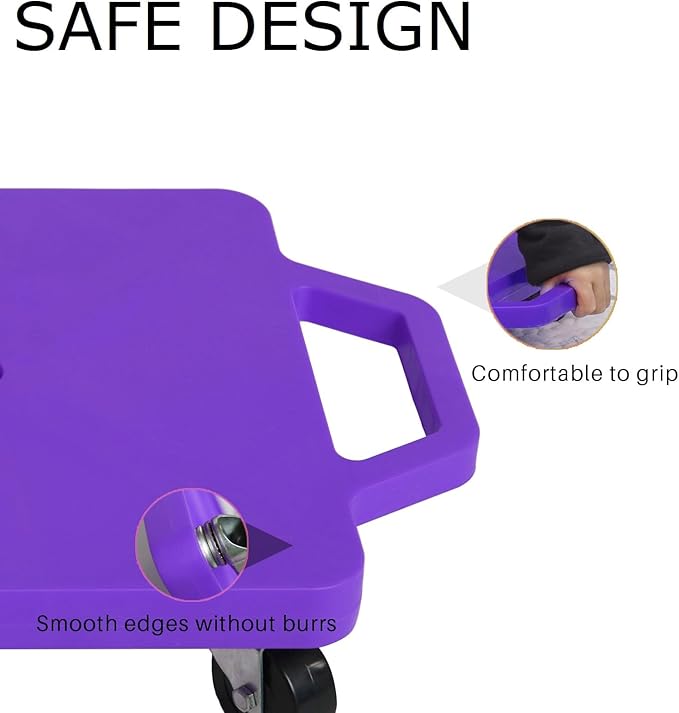 2 Plastic Scooter Boards with Handles for Kids Sitting and Sports Training, with 1 Ring, 2 Ropes and 4 Beanbags, Indoor and Outdoor Play-BubblyBeeBaby