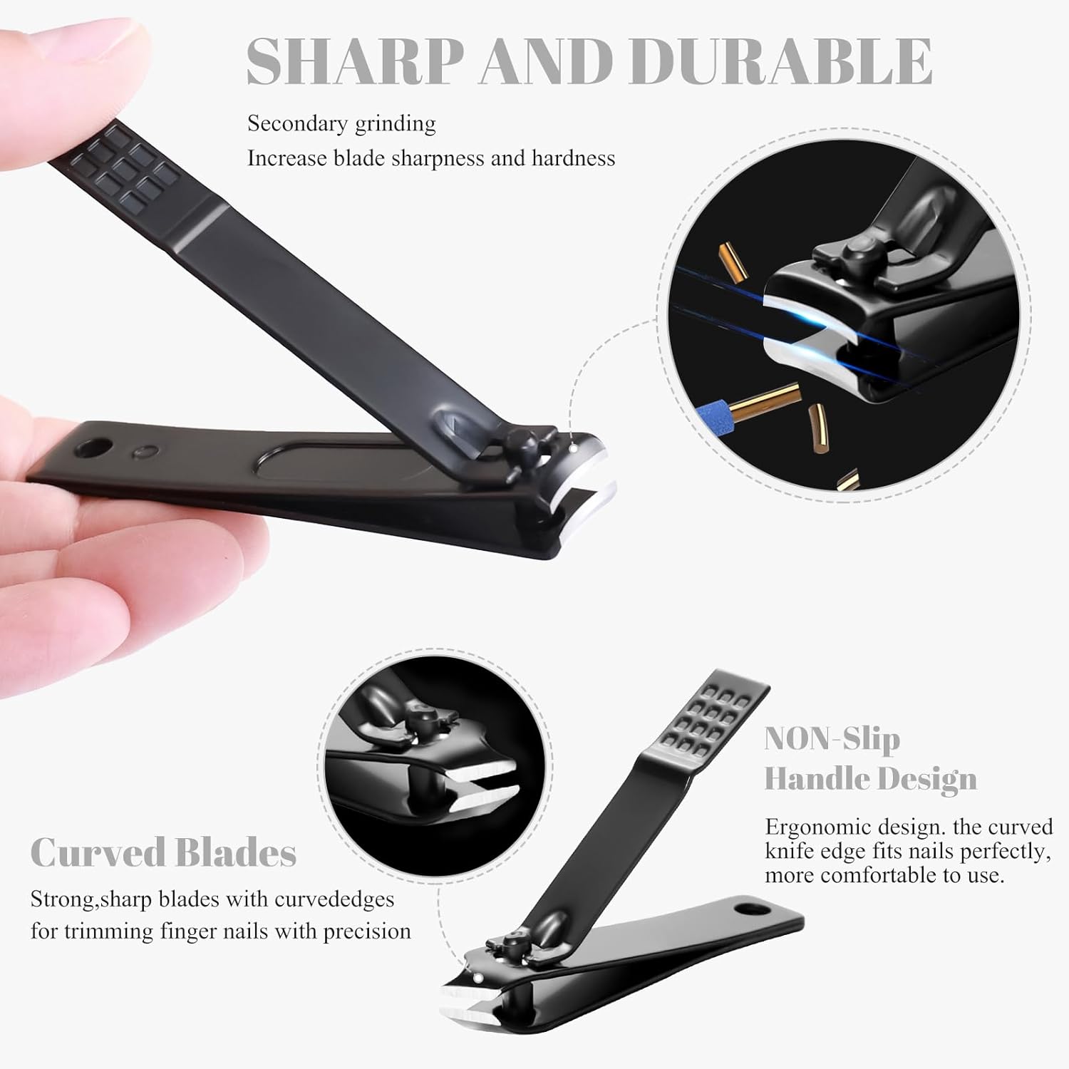 High Precision Stainless Steel Nail Clippers Set - 15 Pcs Manicure Pedicure Kit With File, Sharp Scissors, and Cutter for Fingernails & Toenails - Stylish Light Gray Case