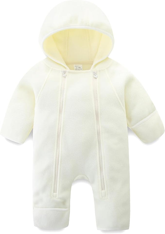Newborn Baby Fleece Jumpsuit Girls Boys Winter Hooded Coverall Romper Cute Baby Snowsuit Clothes-BubblyBeeBaby