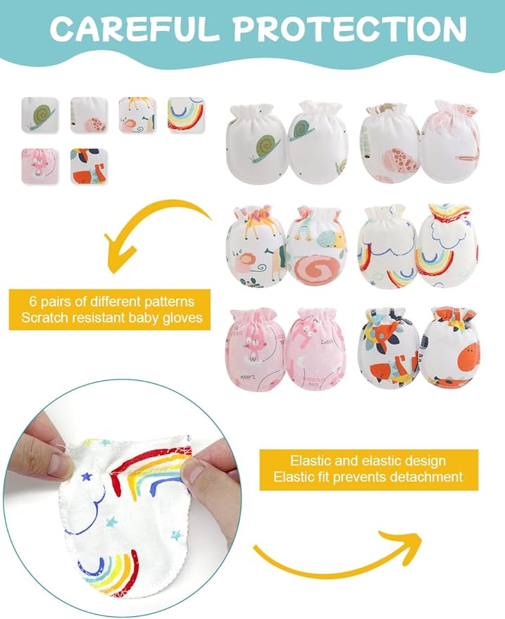 Cute Baby Mittens Newborn, No Scratch Baby Boy Mittens, Baby Girl Hat Gloves for Toddlers, Infant, Newborn-BubblyBeeBaby