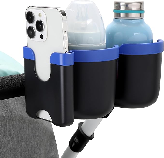Accmor Stroller Cup Holder with Phone Holder, Bike Cup Holder, Universal Cup Holder for Uppababy Nuna Doona Strollers, 2-in-1 Cup Phone Holder for Stroller, Bike, Wheelchair, Walker, Scooter-BubblyBeeBaby