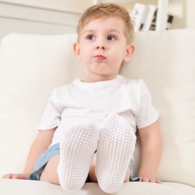 Zaples Baby Non Slip Grip Ankle Socks with Non Skid Soles for Infants Toddlers Kids Boys Girls-BubblyBeeBaby