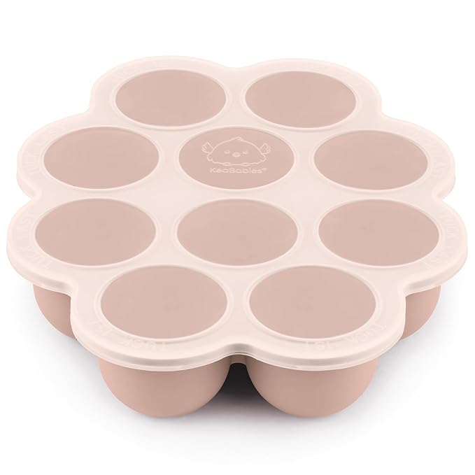 KeaBabies Silicone Food Freezer Trays with Lid, 2oz x 10 Pods Baby Food Storage Containers, Easy Puree Meal Prep, Breast Milk Silicone Freezer Molds, Dishwasher,Microwave Safe,BPA-Free Tray(Dusk)-BubblyBeeBaby