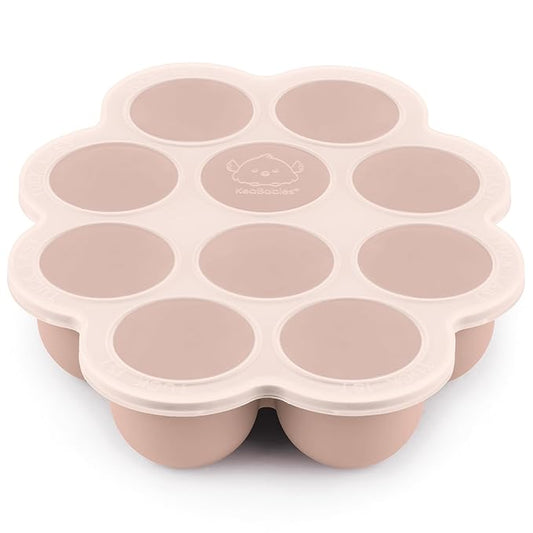 KeaBabies Silicone Food Freezer Trays with Lid, 2oz x 10 Pods Baby Food Storage Containers, Easy Puree Meal Prep, Breast Milk Silicone Freezer Molds, Dishwasher,Microwave Safe,BPA-Free Tray(Dusk)-BubblyBeeBaby