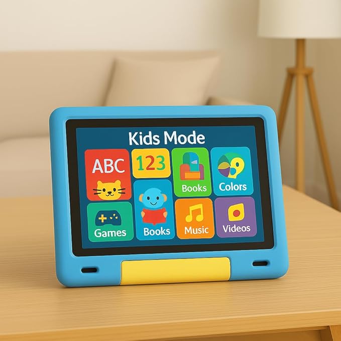 10.1 Inch Kids Tablet with Shockproof Case | Android 14, 64GB+8GB RAM, 12H Battery | Parental Control, Google Kids Space & Preloaded Educational Apps | WiFi 6, HD Display, Ages 3-12-BubblyBeeBaby