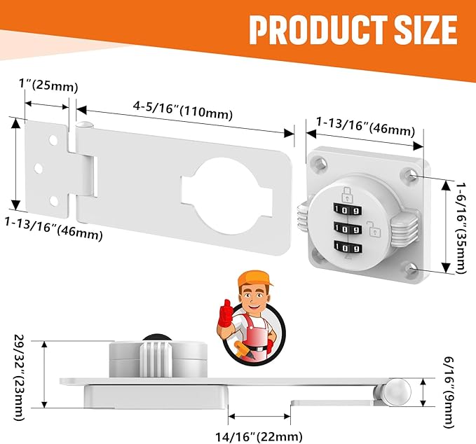 Keyless Cabinet Lock with Combination, Locker Code Lock with 3-Digit Combination, Security Door Lock for Drawers, Lockers, Bifold Doors, Small Doors, Closets, Refrigerators (White-2pcs)-BubblyBeeBaby