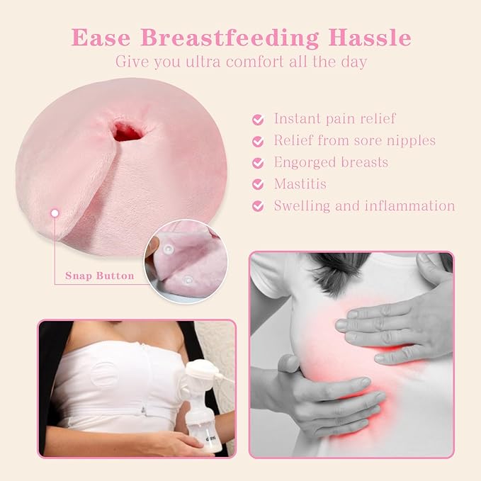 Hot/Cold Breast Gel Bead Ice Packs Breast Cooling/Heat Pads Relief for Breastfeeding, Nursing Pain, Mastitis, Engorgement, Swelling, Plugged Ducts | Boost Milk Let-Down & Production,2 Pack (Pink)-BubblyBeeBaby
