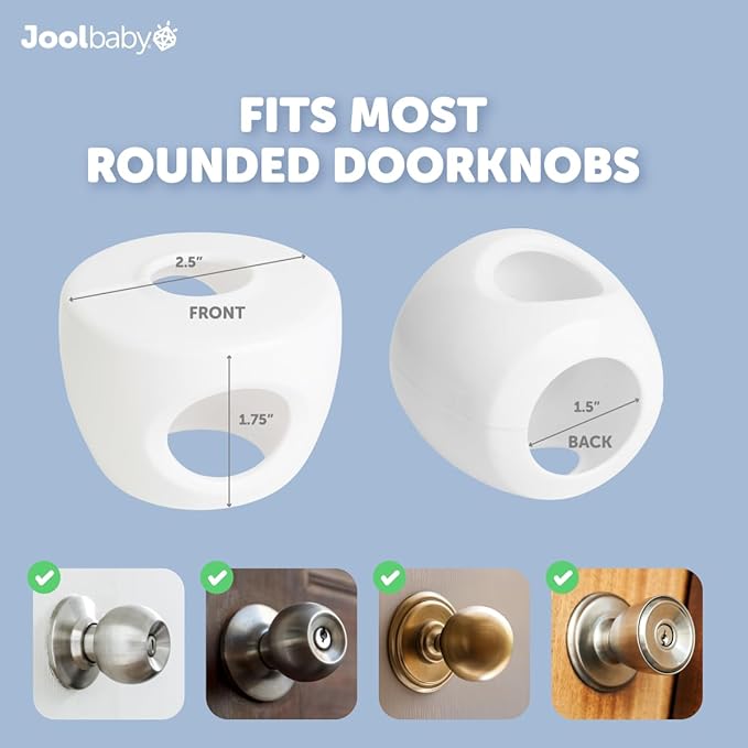 Jool Baby Door Knob Child Safety Covers (4 Pack) Prevent Kids from Opening Doors – Easy to Install-BubblyBeeBaby