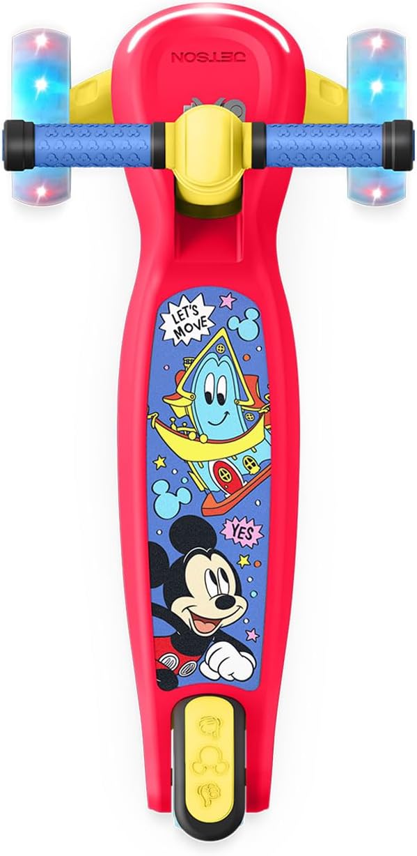 Jetson Character Kids Kick Scooter, LED Lights on Stem & Light-Up Wheels, Lightweight Frame, Height-Adjustable Handlebar, Lean-to-Steer System, Easy-Fold Mechanism-BubblyBeeBaby