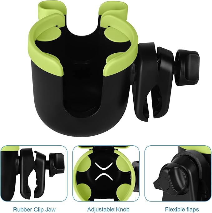 Accmor Stroller Cup Holder with Phone Holder, Bike Cup Holder, Universal Cup Holder for Uppababy Nuna Doona Strollers, 2-in-1 Cup Phone Holder for Stroller, Bike, Wheelchair, Walker, Scooter-BubblyBeeBaby