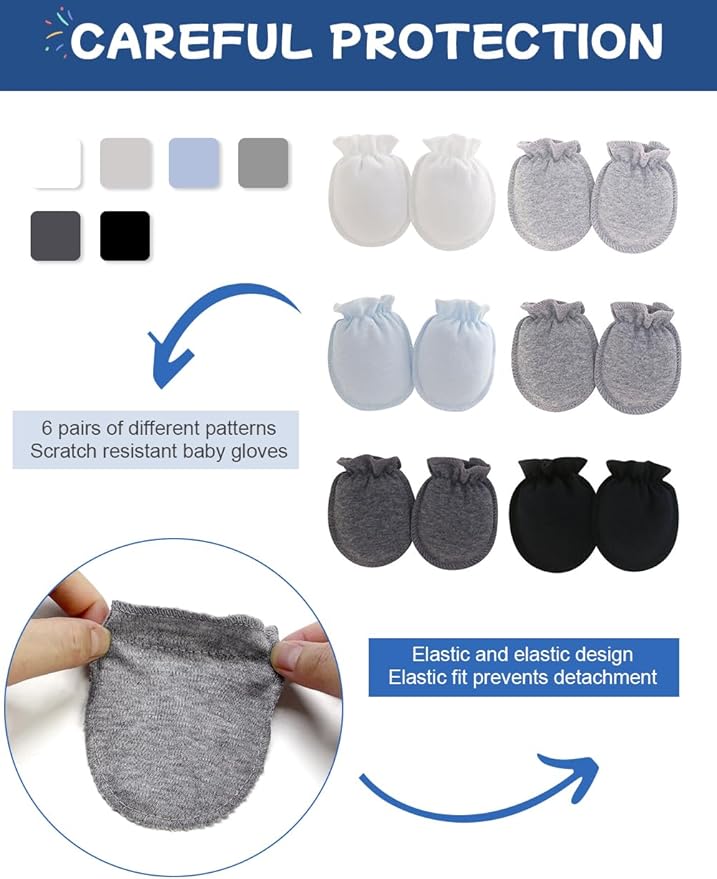Cute Baby Mittens Newborn, No Scratch Baby Boy Mittens, Baby Girl Hat Gloves for Toddlers, Infant, Newborn-BubblyBeeBaby