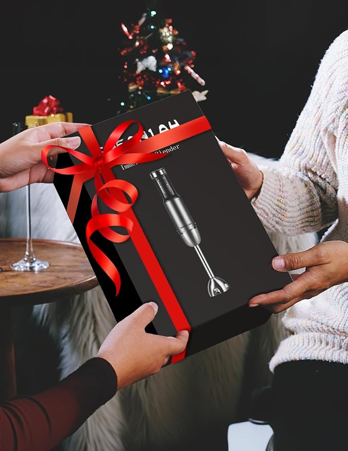 1000W Powerful Immersion Blender handheld, 2025 New Update Hand Blender with 25-Speed, Scratch-Resistant Corded Hand Mixer with Heavy-Duty Copper Brushless Motor and Gift Box-BubblyBeeBaby