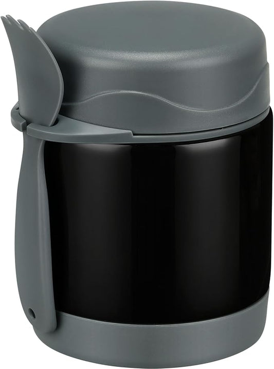 10oz Soup Thermo for Hot Food Kids,Lunch Thermo Kids Food Jar with Spoon Hot Insulated Food Containers,Leak Proof Stainless Steel Wide Mouth Lunch Food Thermo Jar for School(Black)-BubblyBeeBaby