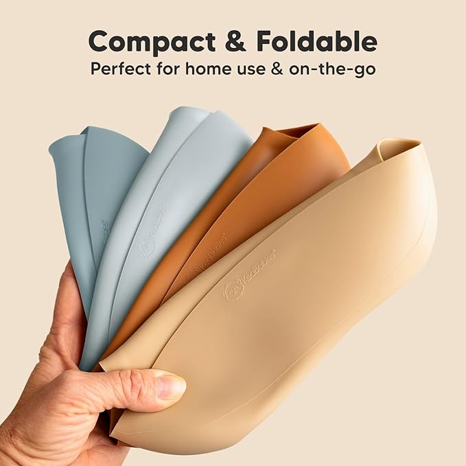 KeaBabies 2-Pack Silicone Baby Bibs for Eating - Sturdy Food-Grade Silicone Bibs for Babies Girl, Boy, Large Food Catcher, Clean & Put On Easily, Waterproof Toddler Feeding Essentials (Alps)-BubblyBeeBaby