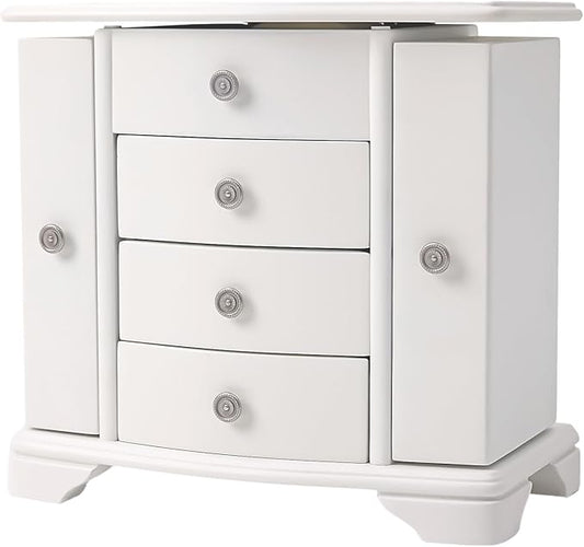 Jewelry Box,White Wooden Jewelry Box With Top Mirror, Jewelry Organizer Wooden Is Suitable For Storing Rings,Bracelets,Necklaces Etc-BubblyBeeBaby