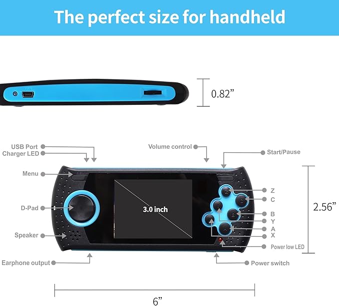 16 Bit Handheld Game for Kids Built-in 230 HD Classic Retro Video Games USB Rechargeable 3.0 Inch Childrens Travel Electronics Toys Portable Gaming Player System Gift for Boys Girls Ages 4-8-12-BubblyBeeBaby