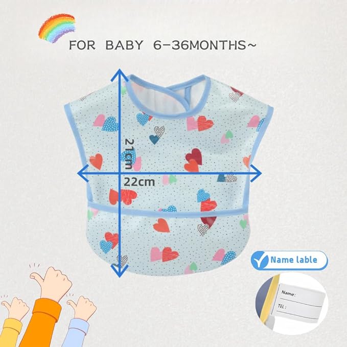 Baby bibs Waterproof Toddler bib - Feeding bib with Pocket for Infant Boy Girl Washable 6-36M-BubblyBeeBaby