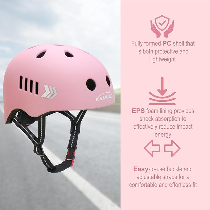 KAMUGO Kids Bike Helmet Set, Toddler Helmet for Ages 2-8 Boys Girls with Sports Protective Gear Set Knee Elbow Wrist Pads for Skateboard Cycling Scooter Rollerblading-BubblyBeeBaby