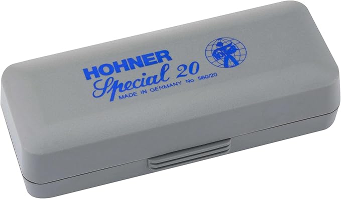 Hohner 560 Special 20 Harmonica - Key of D Bundle with Carrying Case, Key Stickers, Harmonica Beginner Online Manual, and Austin Bazaar Polishing Cloth-BubblyBeeBaby