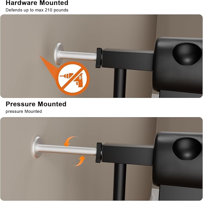 HOOEN 30" Tall Extra Wide Baby Gates for Doorways Stairs 86 to 105 Inch Large Long Pressure Mounted Dog Gates for The House Metal Tension Indoor Child Safety Gates for Kids or Pets-BubblyBeeBaby