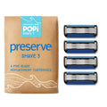 Preserve POPi Shave Razor Blades Refills - 5 Blade Razors for Men & Women - Ceramic Coated Shavers for Comfort with Aloe-Cocoa Butter Strip - Reusable Shaving Refill - 4 Pack
