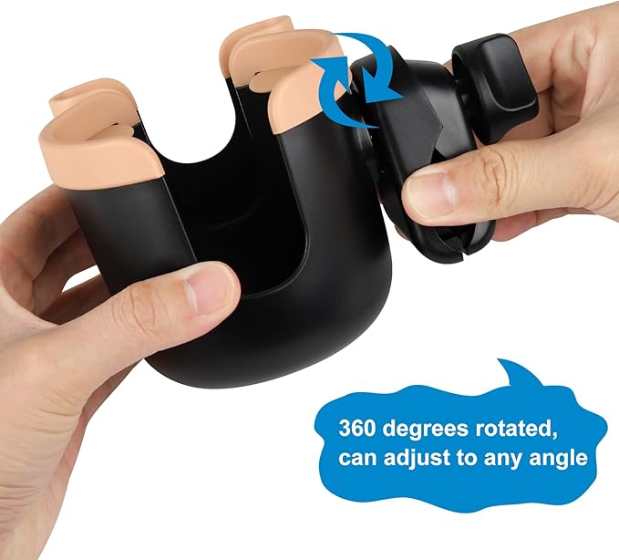 Accmor Stroller Cup Holder with Phone Holder, Bike Cup Holder, Universal Cup Holder for Uppababy Nuna Doona Strollers, 2-in-1 Cup Phone Holder for Stroller, Bike, Wheelchair, Walker, Scooter-BubblyBeeBaby