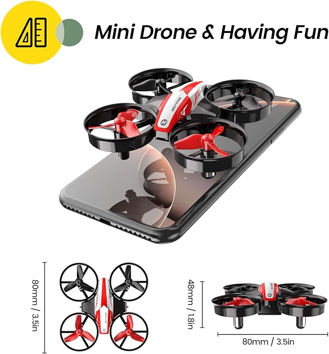Holy Stone Mini Drone for Kids and Beginners RC Nano Quadcopter Indoor Small Helicopter Plane with Auto Hovering, 3D Flips, Headless Mode and 3 Batteries, Great Gift Toy for Boys and Girls, HS210 Red-BubblyBeeBaby