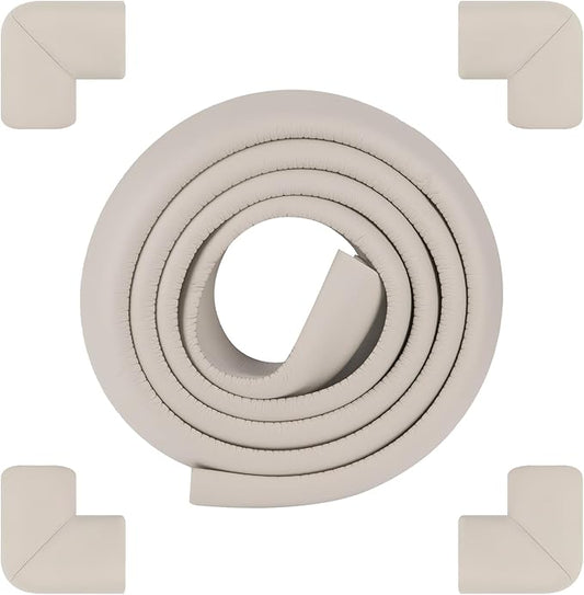 2 Pack L Shape Extra Thick Furniture Table Edge Protectors Foam Baby Safety Bumper Guard 16.4 Ft, Hearth Cushion, for Table, Fireplace, Countertop(with 8 Corners) (Gray)-BubblyBeeBaby