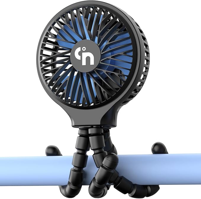 HomeLifairy Portable Stroller Fan, USB or Rechargeable Battery Operated with 3 Speeds and 360°Rotate, Cooling Clip On for Baby Crib Travel Car Seat Black-BubblyBeeBaby