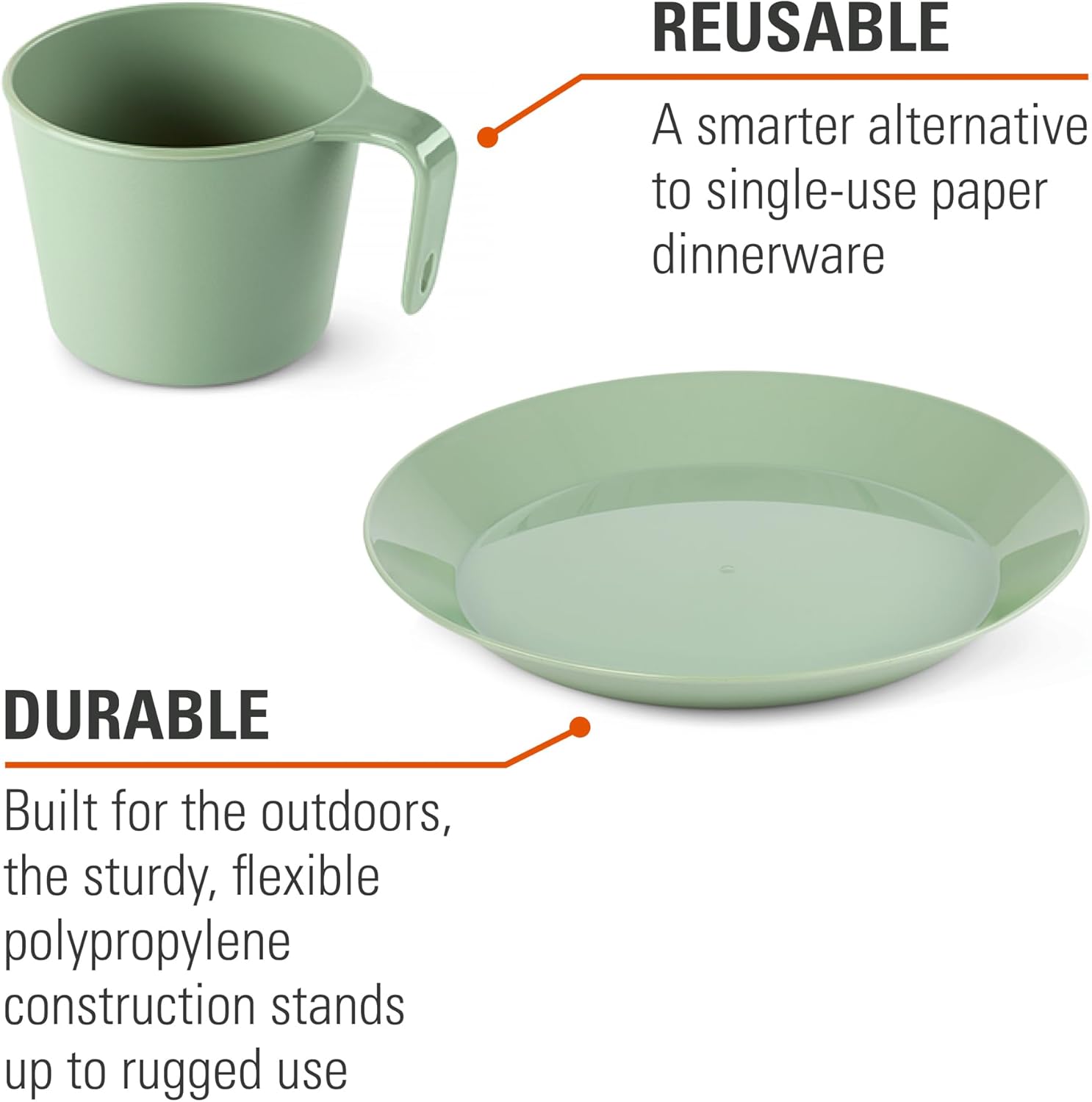 GSI Outdoors Cascadian 1 Person Table Set I 6-Piece Camping, Backpacking Mess Kit, Plastic BPA Free, Plate, Bowl, Mug, Cup & Cutlery Set