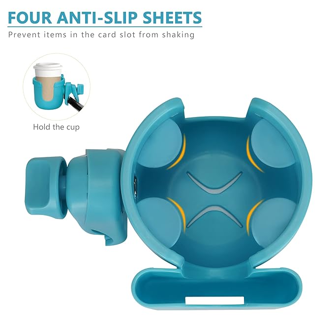 Suranew Adjustable Stroller Cup Holder with Phone Holder for Baby Stroller for Family Members, Sky Blue-BubblyBeeBaby