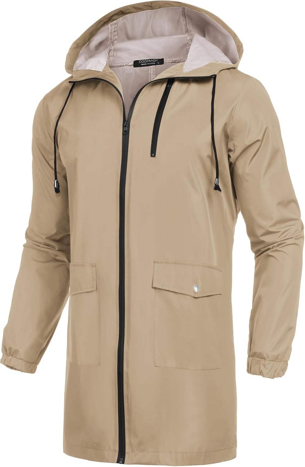 COOFANDY Men's Long Raincoat Ligtweight Rain Jacket Waterproof Outdoor Jackets with Hood