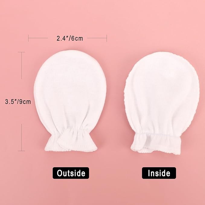BQUBO Newborn Infant Toddler Mittens No Scratch Cotton Elastic Wrist Gloves Hypoallergenic for 0-6 Months Baby Boys Girls-BubblyBeeBaby