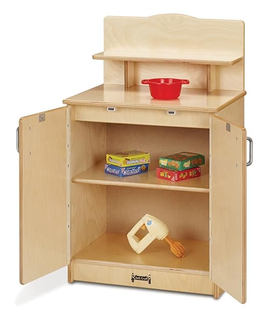 Jonti-Craft 2411JC Culinary Creations Play Kitchen, 35 x 80 x 15 inches, Natural Wood, 4 Piece Set-BubblyBeeBaby