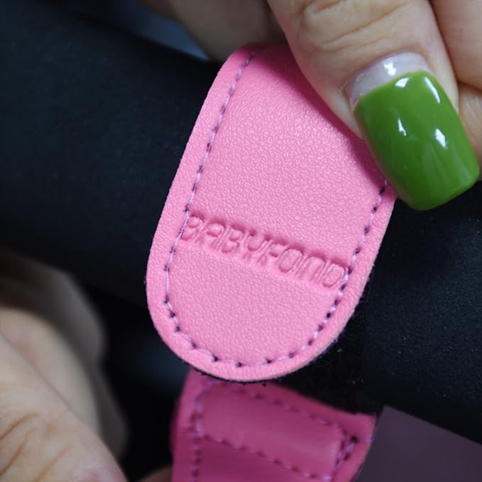 2 Pcs Stroller Hooks for Hanging, Portable Leather Style Stroller Clip Straps, Baby Stroller Hooks for Diaper Bags Grocery Shopping Bags, Mommy Hook for Stroller(Pink)-BubblyBeeBaby