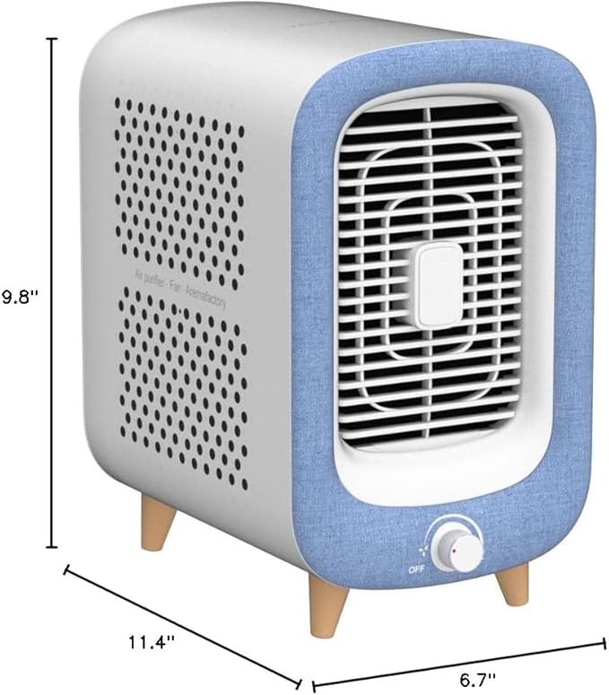 Jafanda Air Purifier for Home Bedroom 780sq ft, HEPA & Activated Carbon, Air Cleaner with Fragrance Sponge & Nightlight for Smoke, Allergies, Dust, Odor, VOC, Pet Dander, Pollen, Office, Desktop,Blue-BubblyBeeBaby