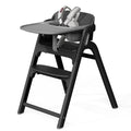 Momcozy DinerPal Wooden High Chair for Babies, Toddlers & Adults Up to 308 Lbs, Convertible Baby Highchair with Food-Grade Tray, Dishwasher-Safe, Adjustable & Ergonomic, Midnight Black