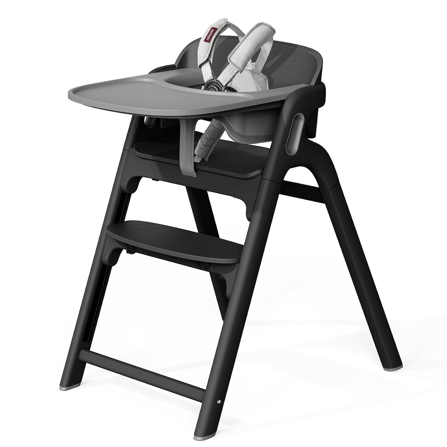 Momcozy DinerPal Wooden High Chair for Babies, Toddlers & Adults Up to 308 Lbs, Convertible Baby Highchair with Food-Grade Tray, Dishwasher-Safe, Adjustable & Ergonomic, Midnight Black