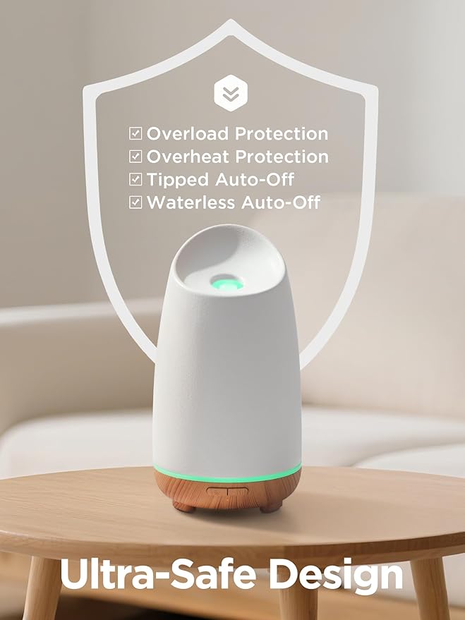 InnoGear Oil Diffuser, 150ml Ceramic Stone Diffuser for Essential Oils Handcrafted Aromatherapy Diffuser Ultrasonic Cool Mist Humidifier with 2 Mist Modes Waterless Auto Off for Home Room Office-BubblyBeeBaby