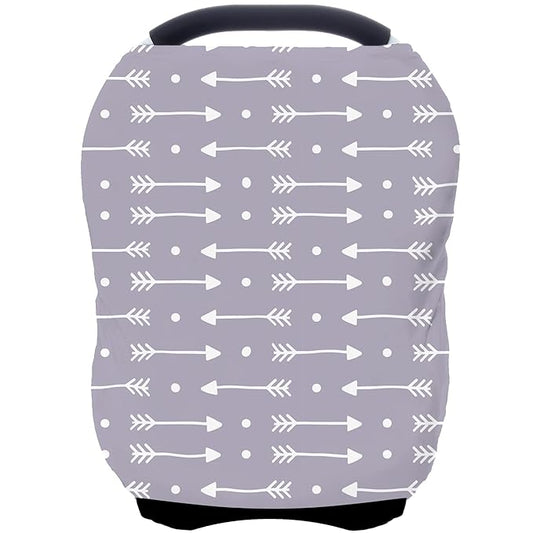 Car Seat Covers for Babies - Multi- use Nursing Carseat Canopy, Breastfeeding Covers, Baby Shower Gifts for Boys and Girls (dot Arrows)-BubblyBeeBaby
